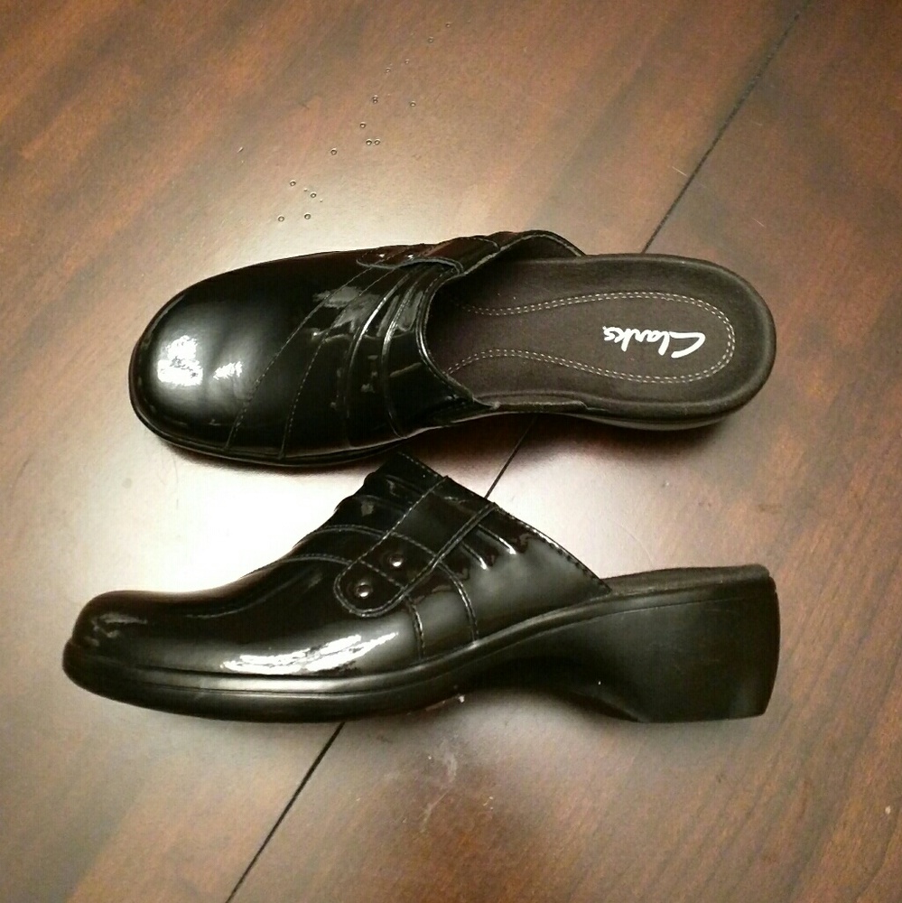Clarks Patent Leather Clogs